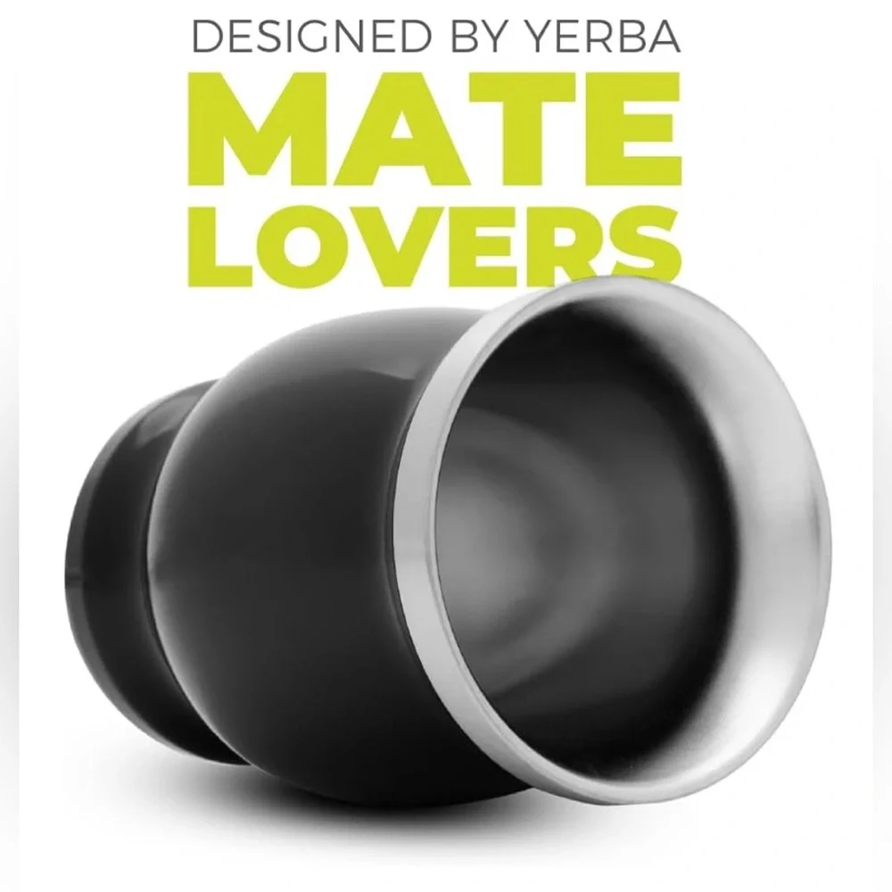 BALIBETOV Yerba Mate tea coffee Black Stainless Steel Tumbler cup Mug Camping